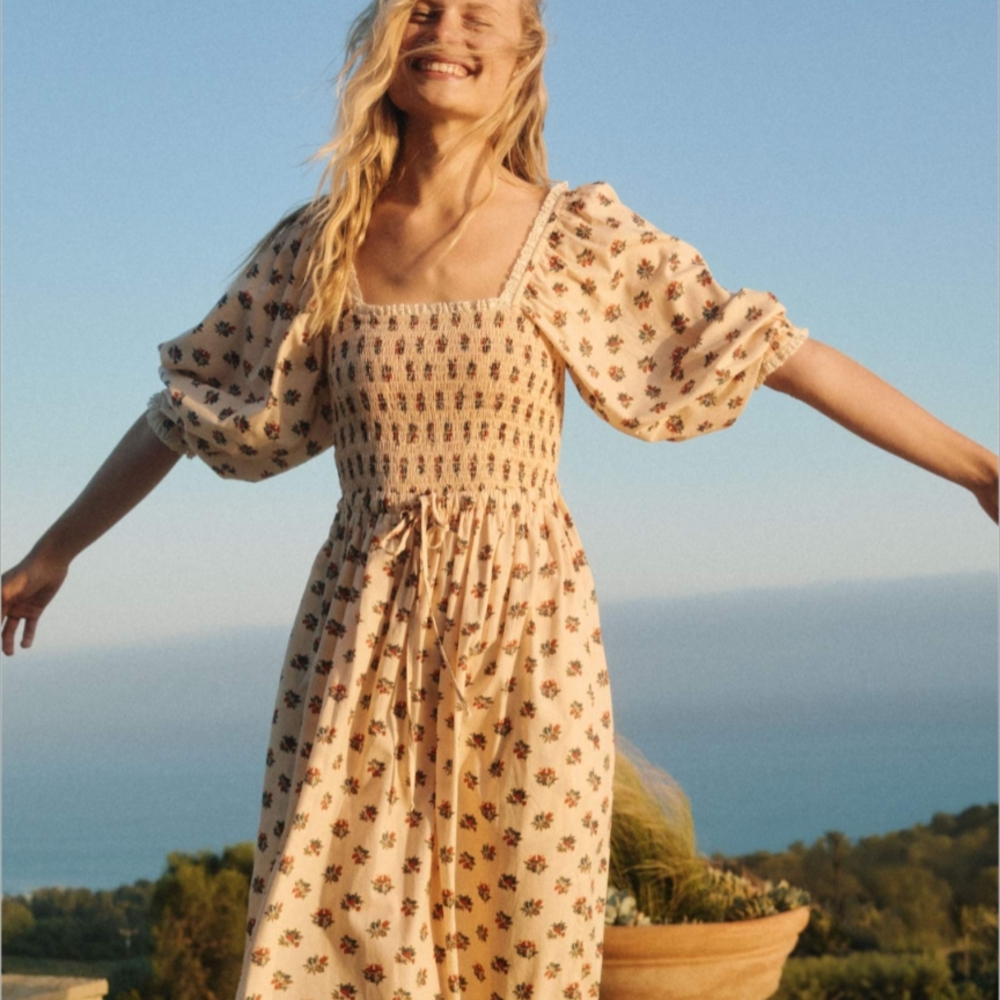 Christy Dawn Katrina Floral Cream Dress